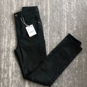 Zara Wax Coated High Waisted Pants